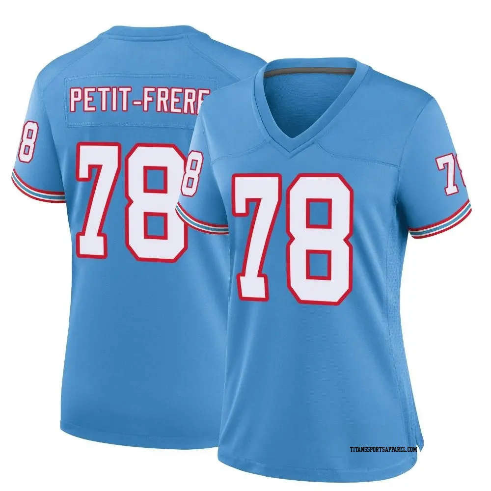 Game Light Blue Women's Nicholas Petit-Frere Tennessee Titans Oilers Throwback Alternate Jersey