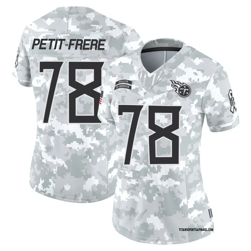 Limited Arctic Camo Women's Nicholas Petit-Frere Tennessee Titans 2024 Salute to Service Jersey