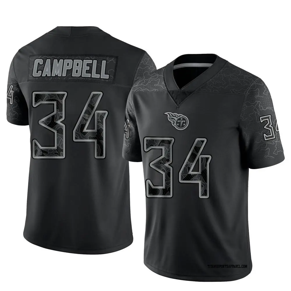 Limited Black Youth Earl Campbell Tennessee Titans Reflective Jersey