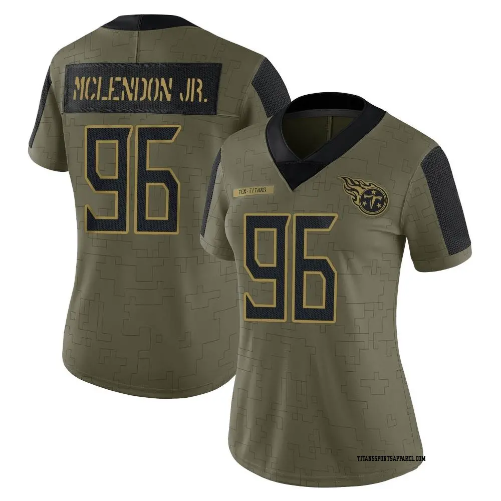 Limited Olive Women's TK McLendon Jr. Tennessee Titans 2021 Salute To Service Jersey